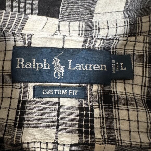 Ralph Lauren Shirt Men Size L Gingham Short Sleeve Custom Fit Single Pocket EUC - Picture 4 of 10